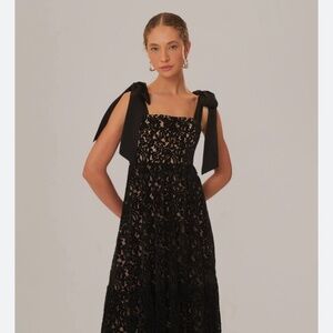 Black velvet Farm Rio tie dress